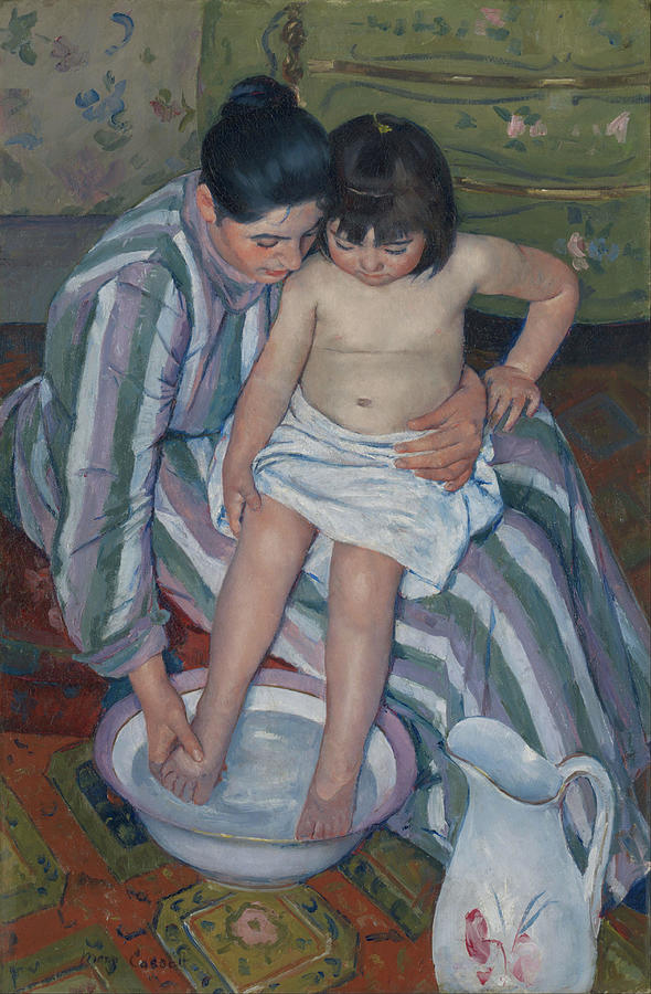 The Childs Bath. Date/Period 1893. Painting. Oil on canvas Oil on canvas. Painting by Mary Cassatt