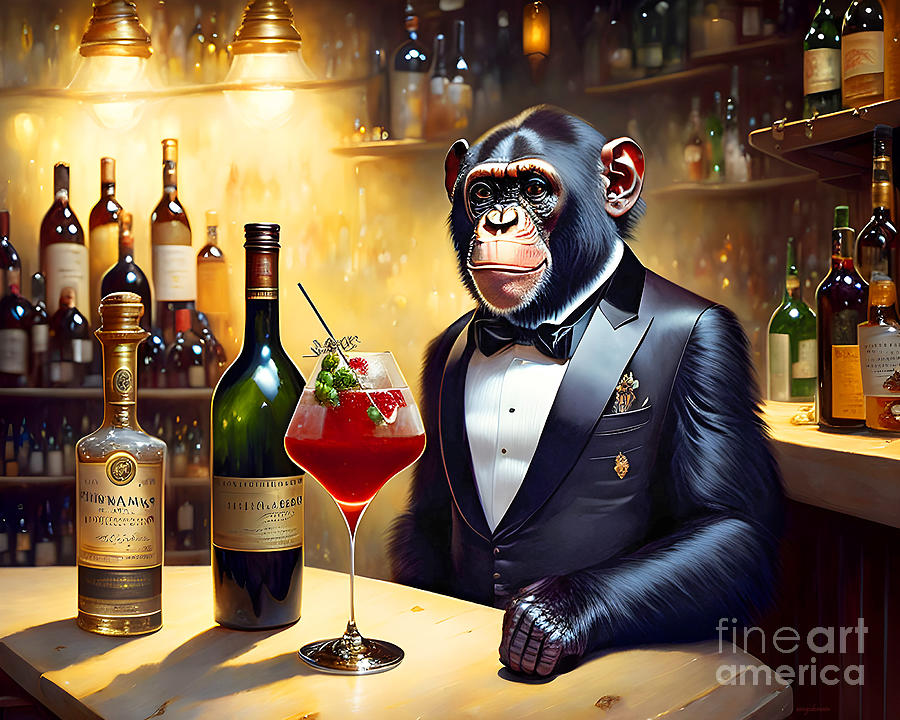 The Chimp In Orbit Cocktail 20230202d Mixed Media by Wingsdomain Art and Photography
