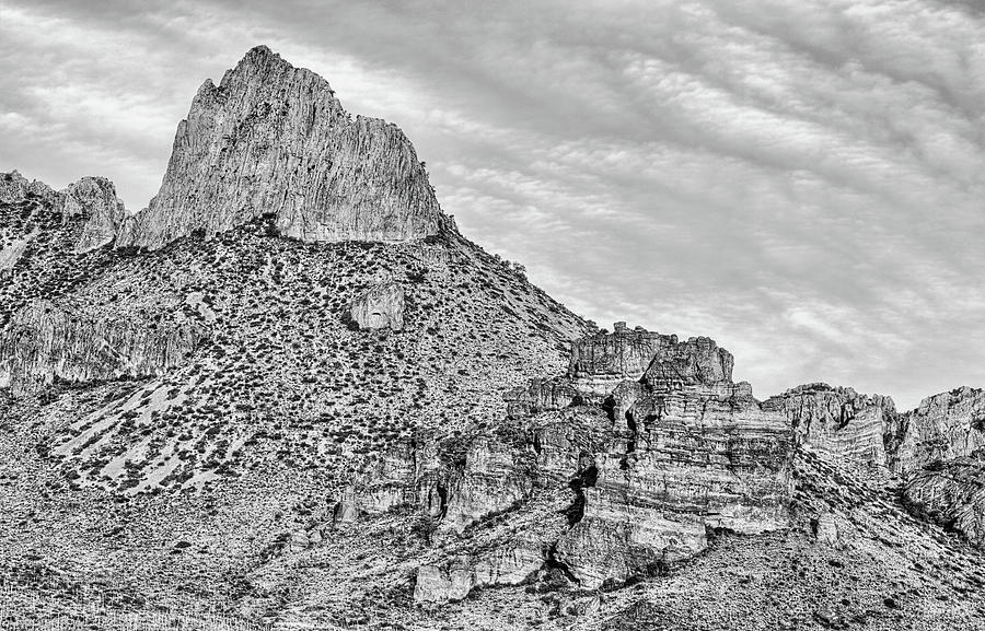 The Chisos Mountains Black and White Photograph by JC Findley