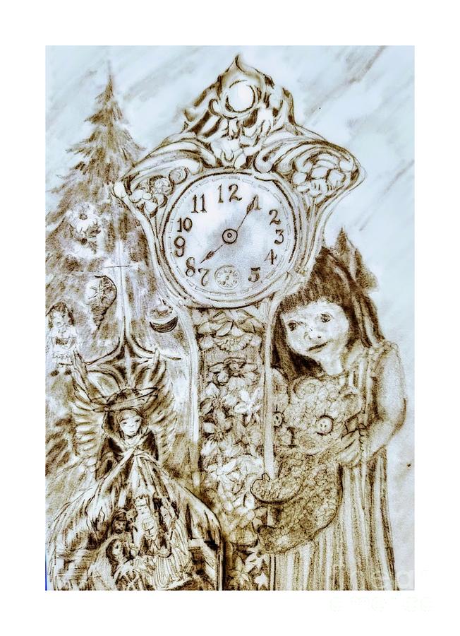 The Christmas Clock Drawing by Mindy Newman