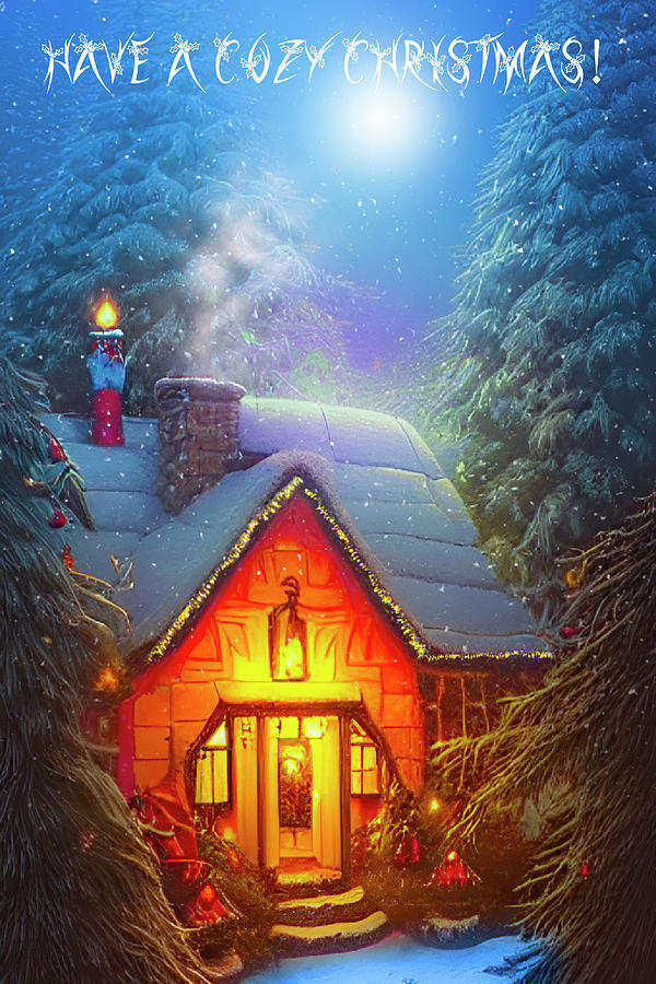 The Christmas Cottage Greeting Digital Art