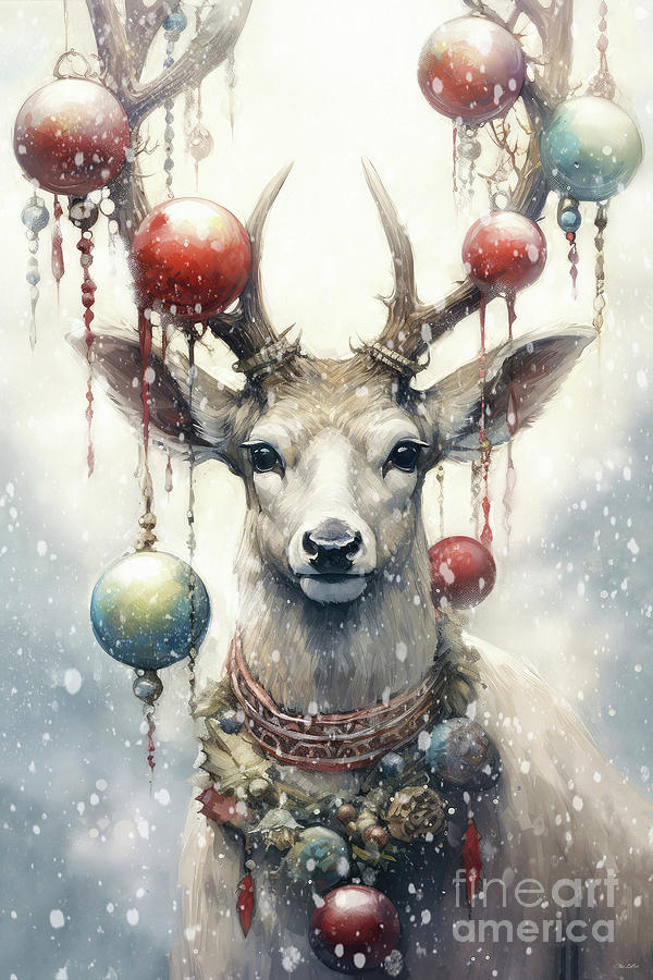 Christmas Painting - The Christmas Deer by Tina LeCour