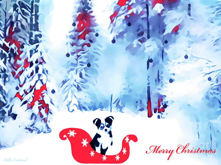 The Christmas Puppy Digital Art by Eddie Eastwood