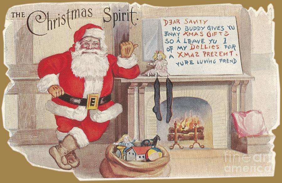 The Christmas Spirit - Vintage Postcard Art Photograph by Colleen Cornelius