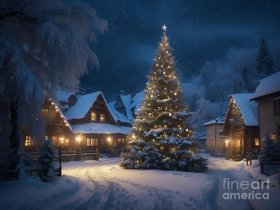 the Christmas tree of the hamlet Digital Art by Michelle Meenawong