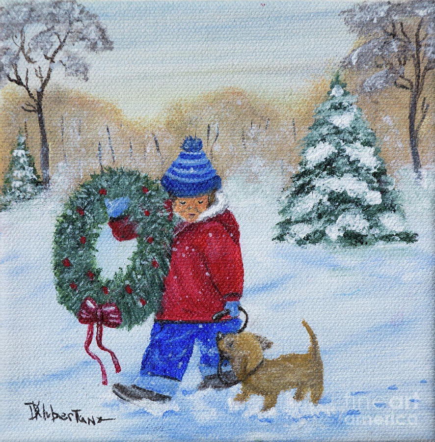 The Christmas Wreath Painting by Deborah Klubertanz