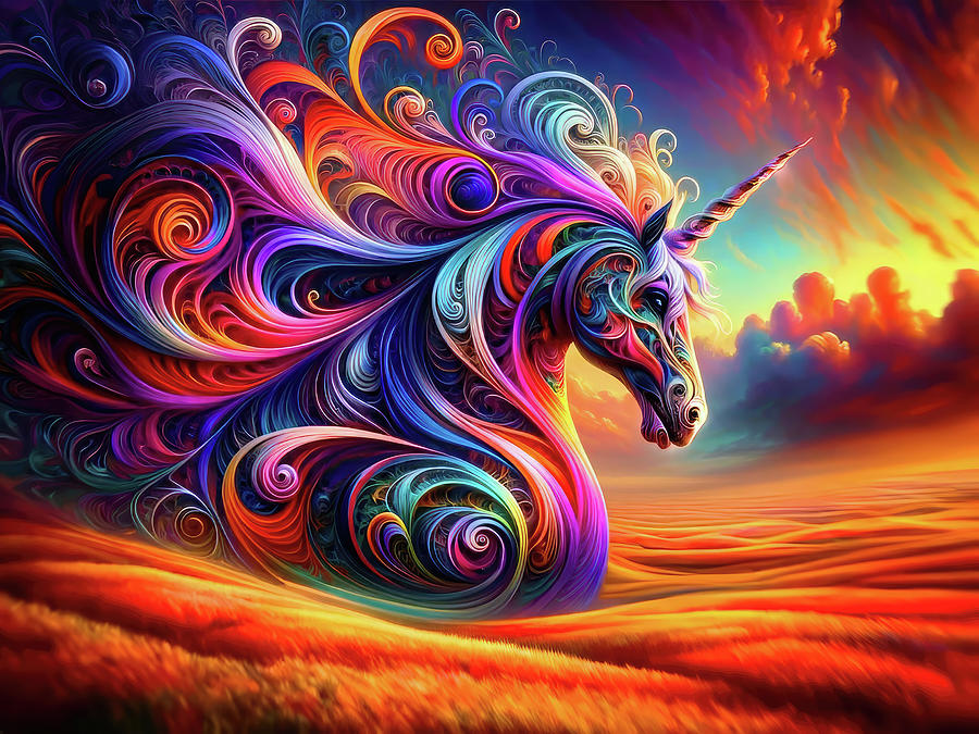 The Chromatic Chronicles of a Celestial Steed Digital Art by Bill And Linda Tiepelman