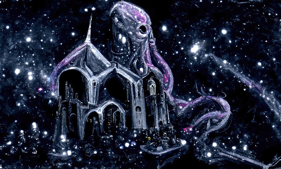 The Church of Cosmic Horror, 01 Painting by AM FineArtPrints