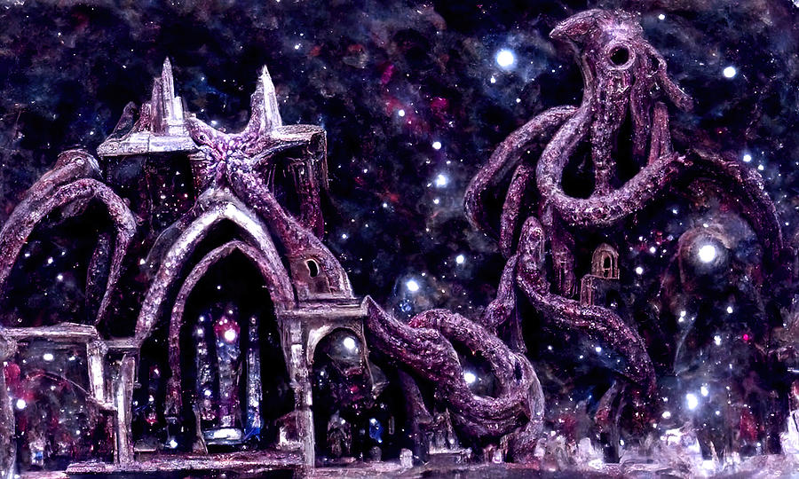 The Church of Cosmic Horror, 02 Painting by AM FineArtPrints