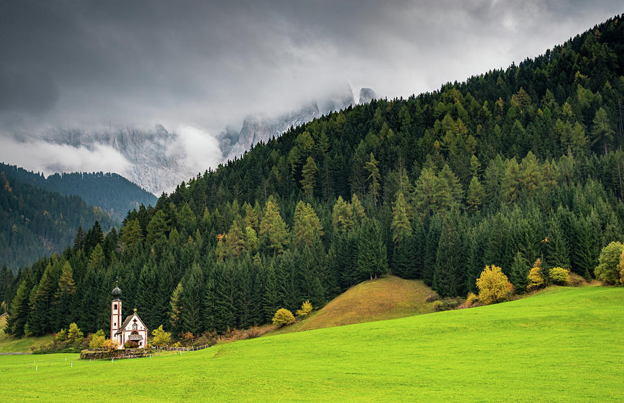 The church of San Giovanni , Ranui,  in the Italian Dolomites Photograph by Michalakis Ppalis