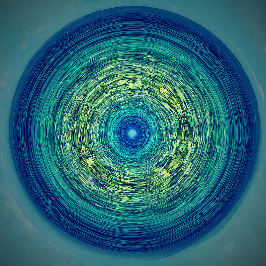 The Circular Sea in Blue, Turquoise and Yellow Digital Art by William ...