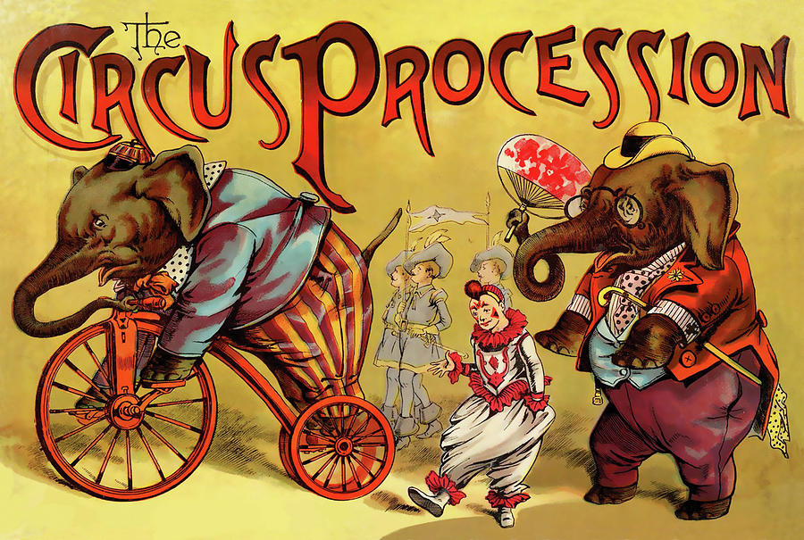 The Circus Procession - Elephants Digital Art by Long Shot