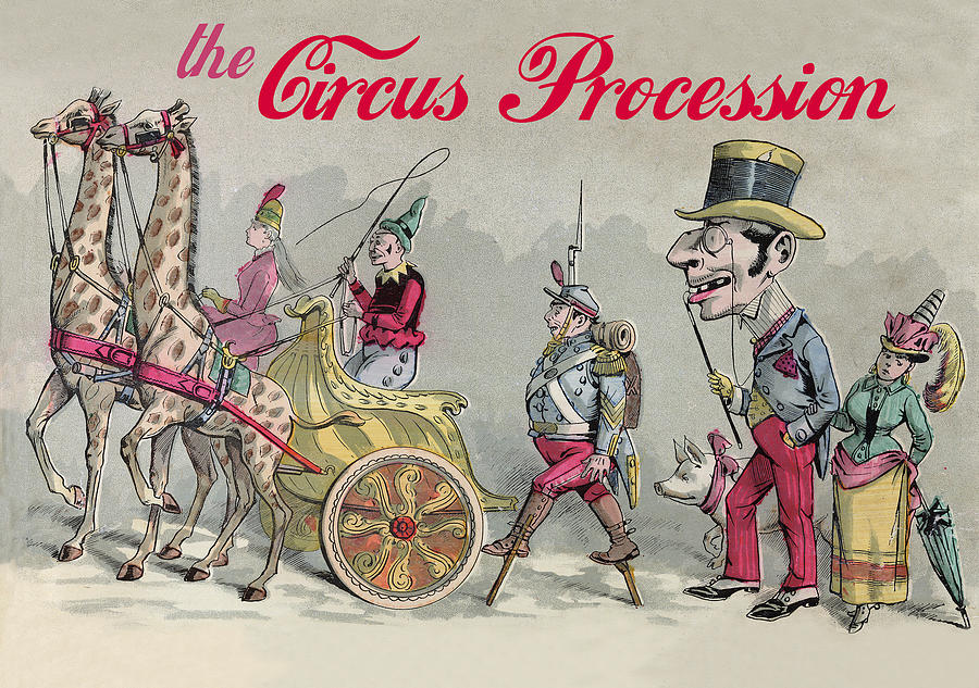 The Circus Procession - Giraffe Chariots on the Front Digital Art by Long Shot
