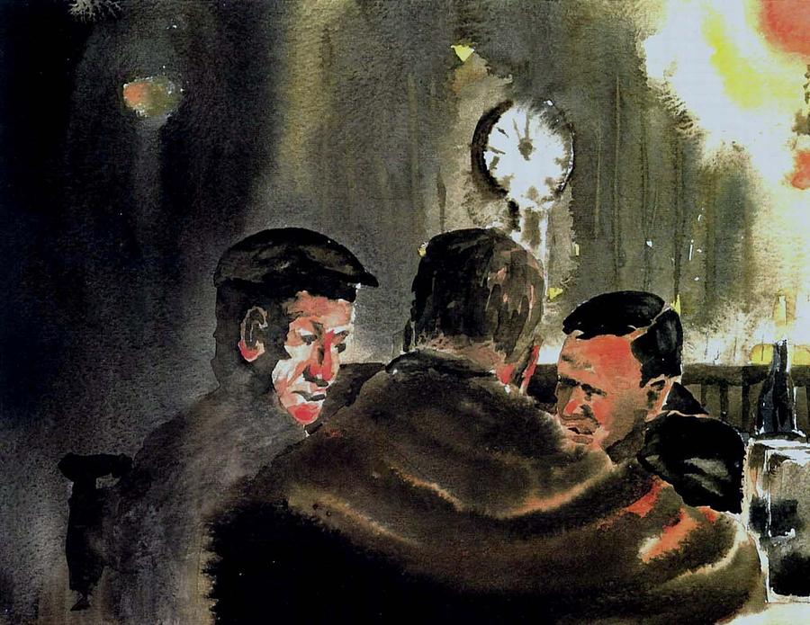 The Citizen and Friends Painting by Val Byrne