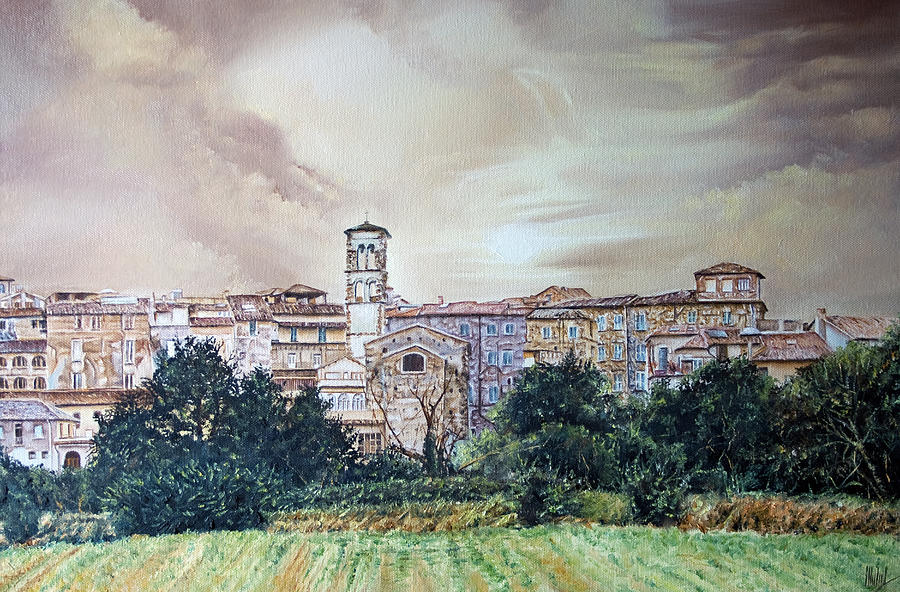 The City behind the countryside Painting by Michelangelo Rossi