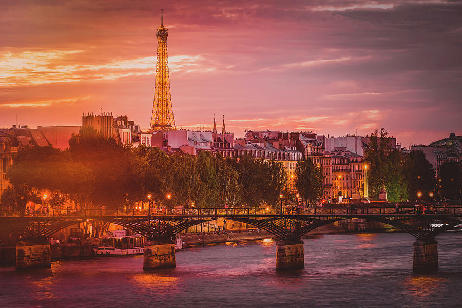 The city of Paris at sunset  Photograph by Karel Miragaya