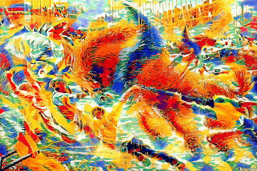The City Rises by Umberto Boccioni - colorful recreation Digital Art by Nicko Prints