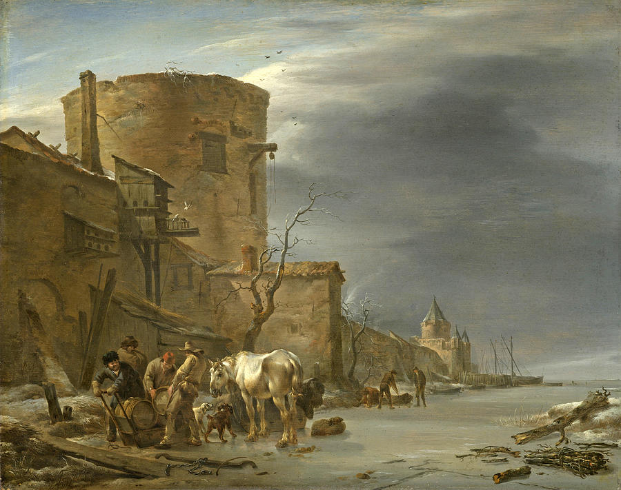 The City Wall of Haarlem in the Winter Painting by Nicolaes Pietersz Berchem