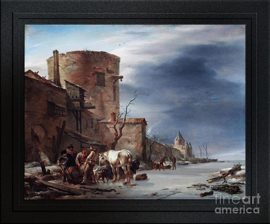 The City Wall of Haarlem in the Winter Remastered Xzendor7 Classical Fine Art Reproductions Painting by Xzendor7