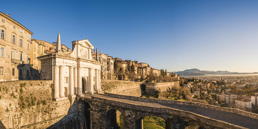 The city walls of Città Alta (Upper town). Bergamo, Italy. Photograph by © Marco Bottigelli