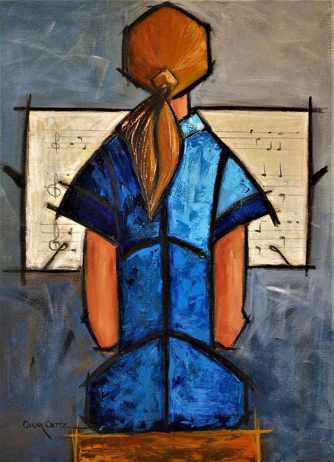 Music Painting - The Clarinet Player by Oscar Ortiz