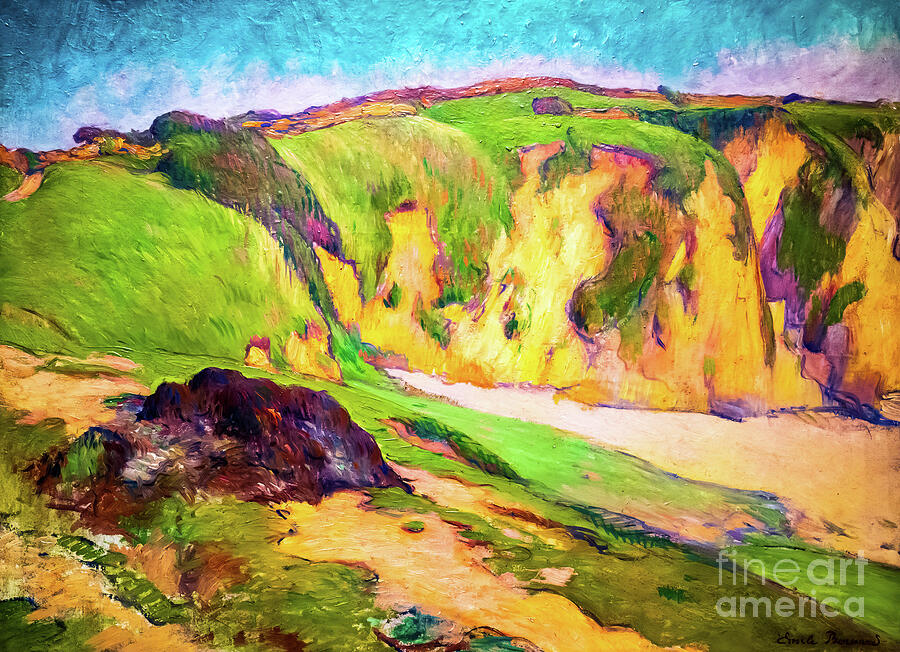 The Cliffs at Le Pouldu by Emile Bernard 1887 Painting by Emile Bernard