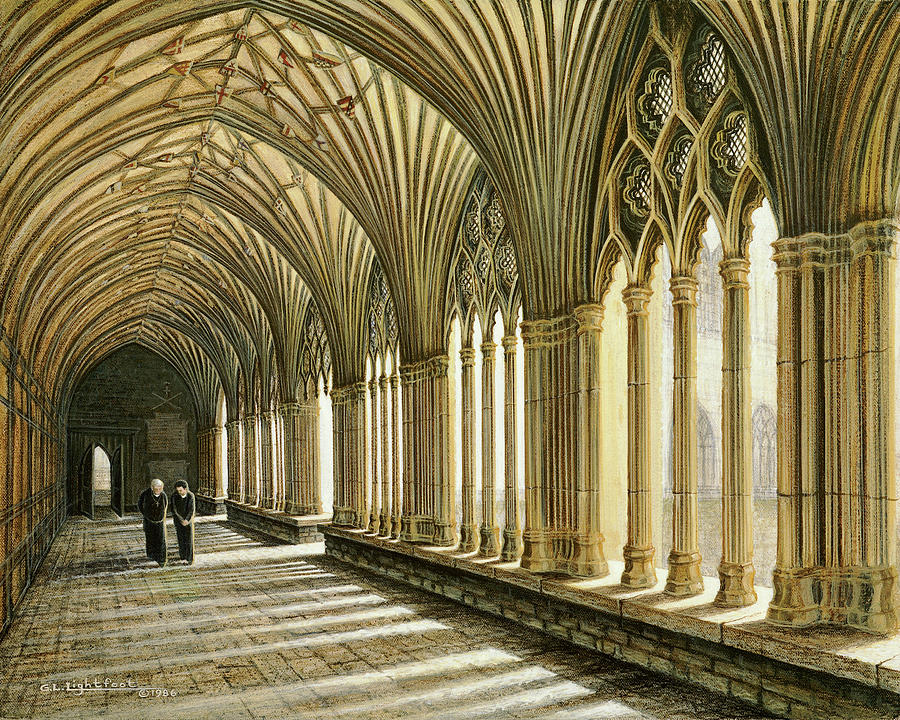 The Cloisters of Canterbury Painting by George Lightfoot