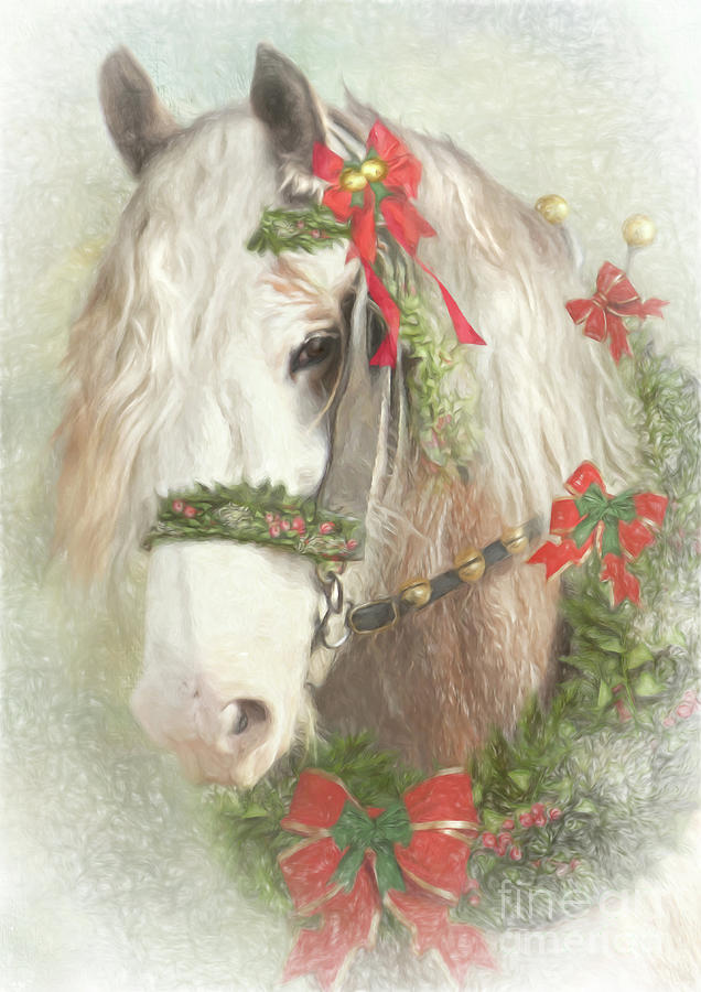 The Clydesdale Christmas Wreath Digital Art