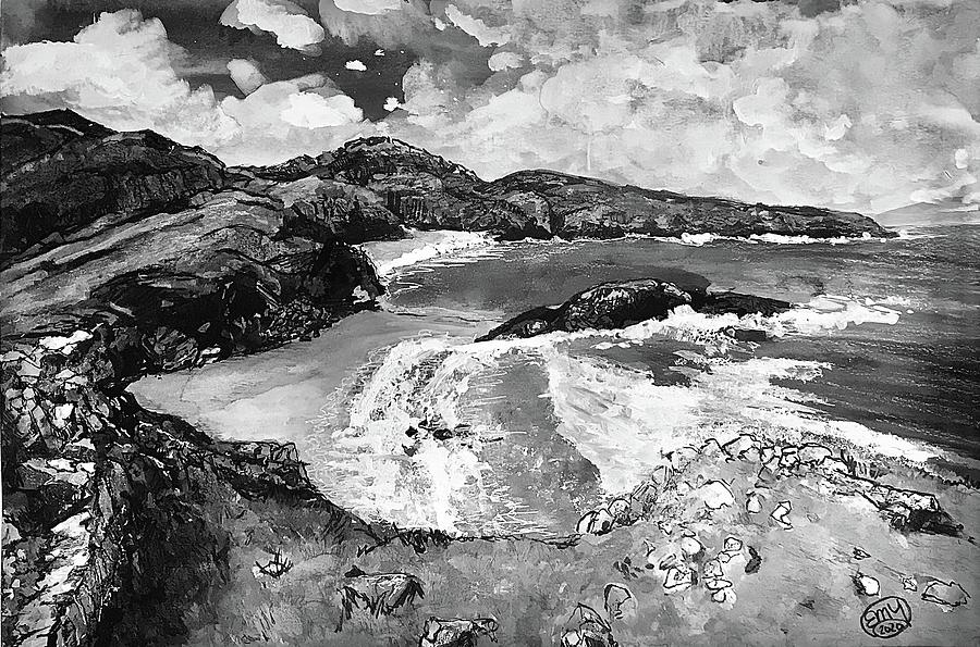 The Coast BW Painting by Eileen Backman