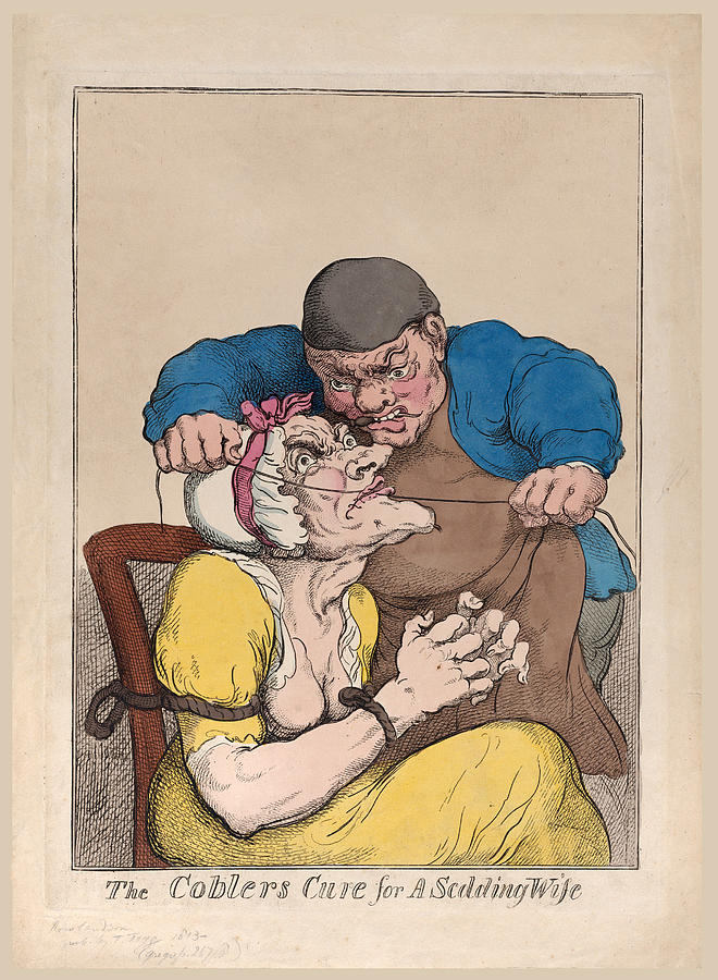 Thomas Rowlandson Drawing - The Cobblers Cure for a Scolding Wife by Thomas Rowlandson