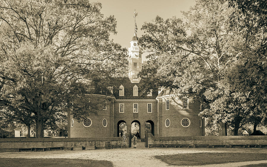Colonial Capitol in Fall - Sepia Photograph by Rachel Morrison