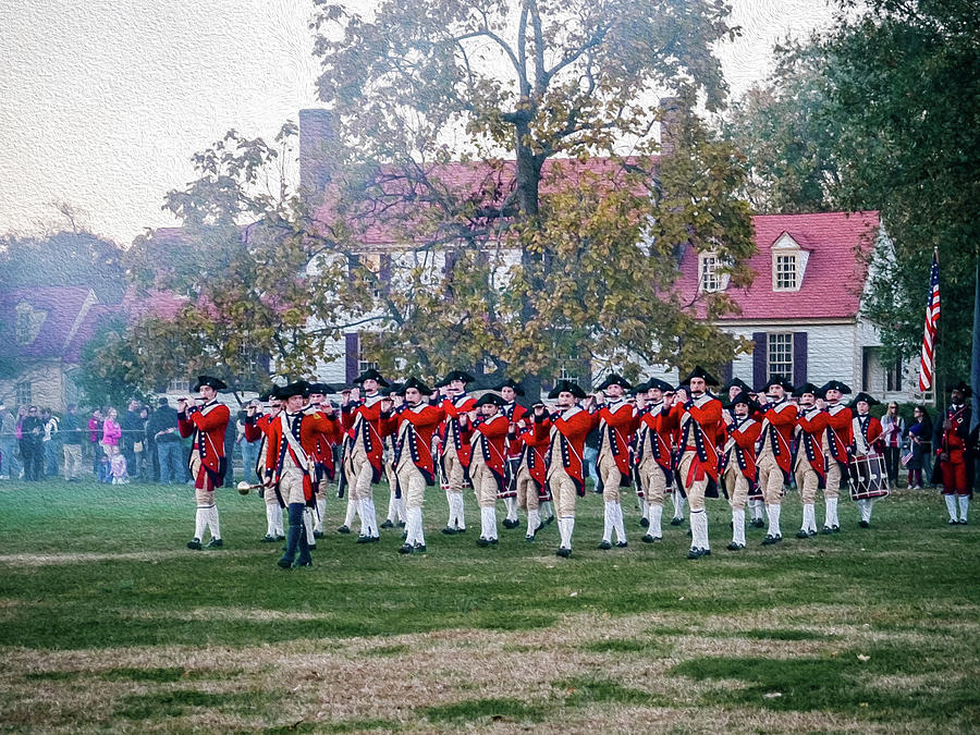 Fall Photograph - The Colonial Fifes and Drums on Veterans Day - Oil Painting Style by Rachel Morrison
