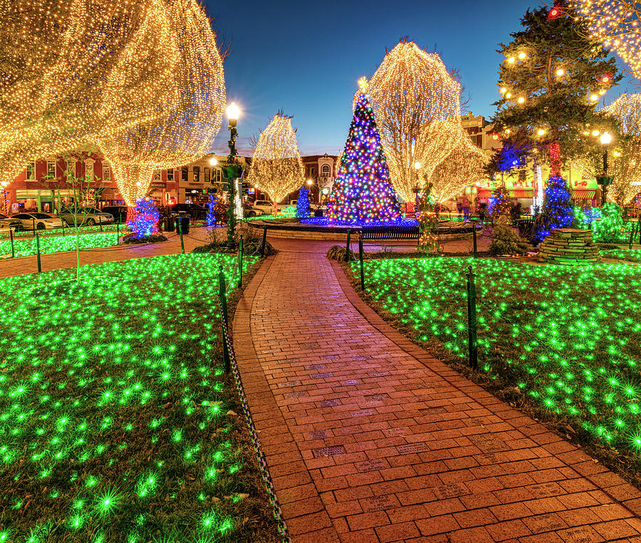 The Color Of Christmas On The Square - Downtown Bentonville Arkansas Photograph by Gregory Ballos
