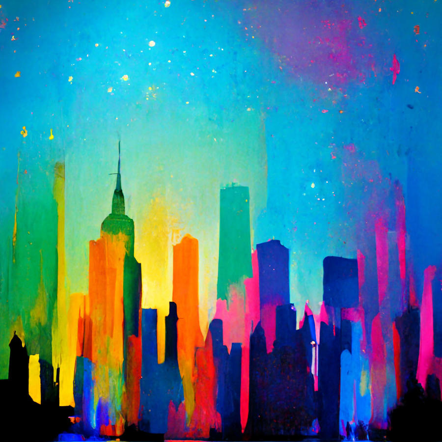 Kobe Bryant Digital Art - The Colorful City by Claudia Machado