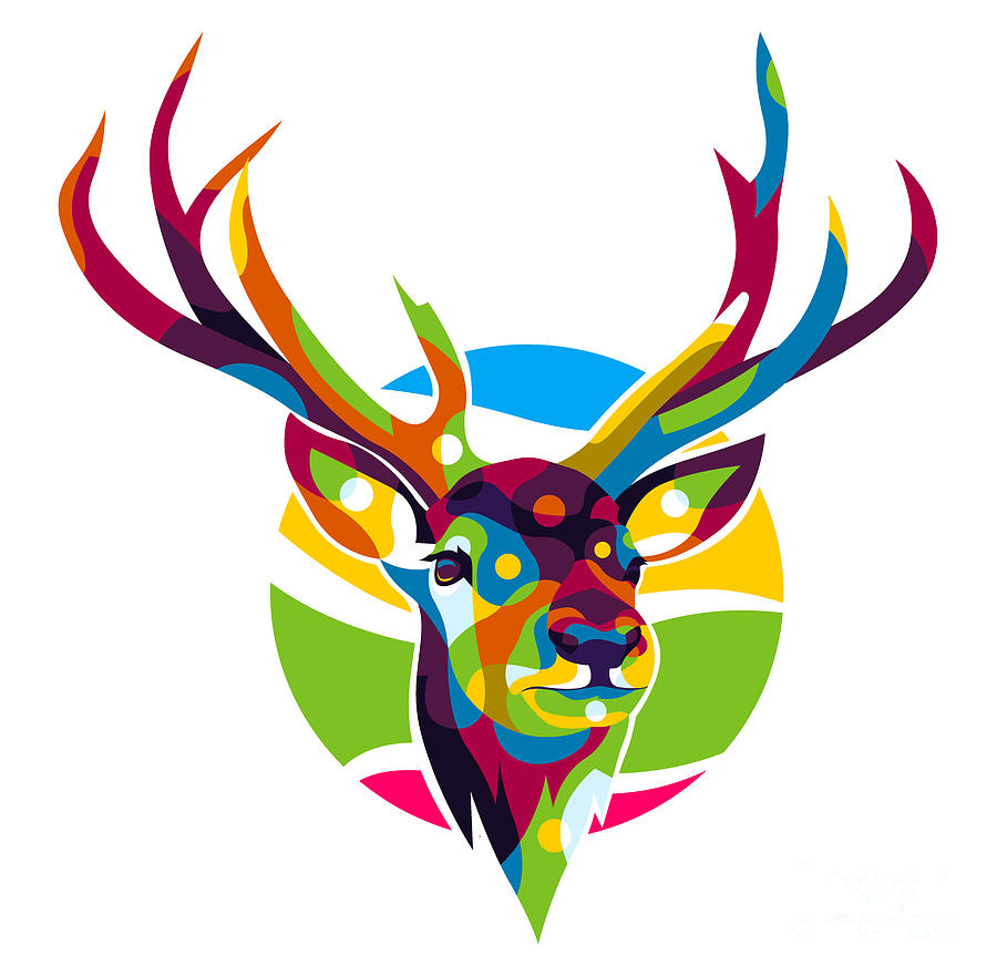 The Colorful Deer With Two Horns Pop Art Style Digital Art By Lintang Wicaksono