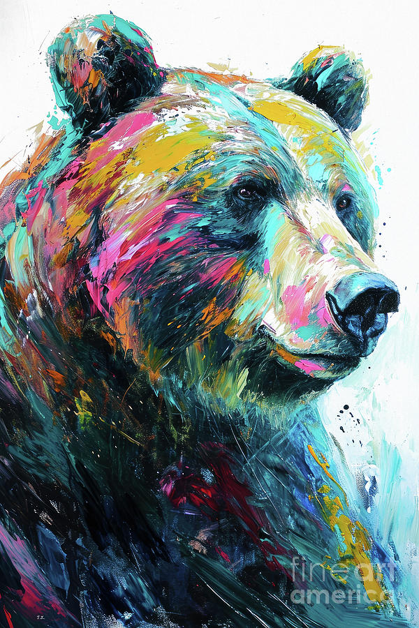 The Colorful Grizzly Painting by Tina LeCour