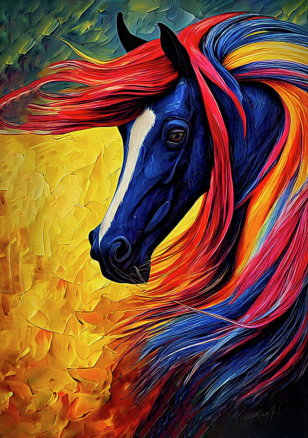 The Colorful Horse Mixed Media by Lena Owens - OLena Art Vibrant Palette Knife and Graphic Design