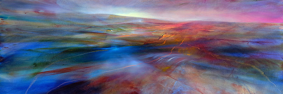 The colorful land - sunset Painting by Annette Schmucker