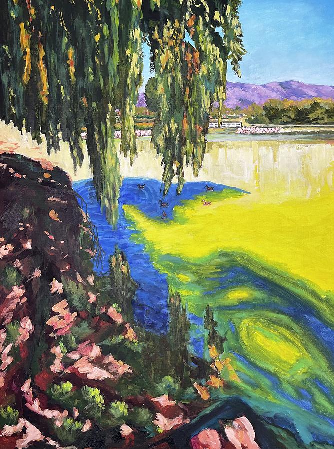 The colorful resting pond Painting by Ray Khalife