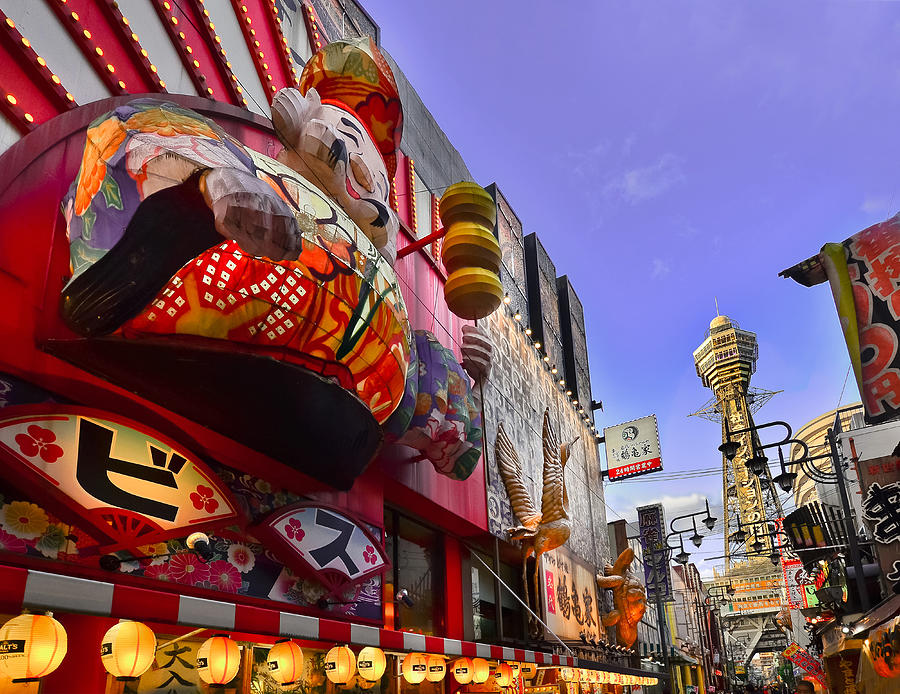 The colorful signs of Osakas entertainment district, the Shinsekai Photograph by Carlos Alkmin