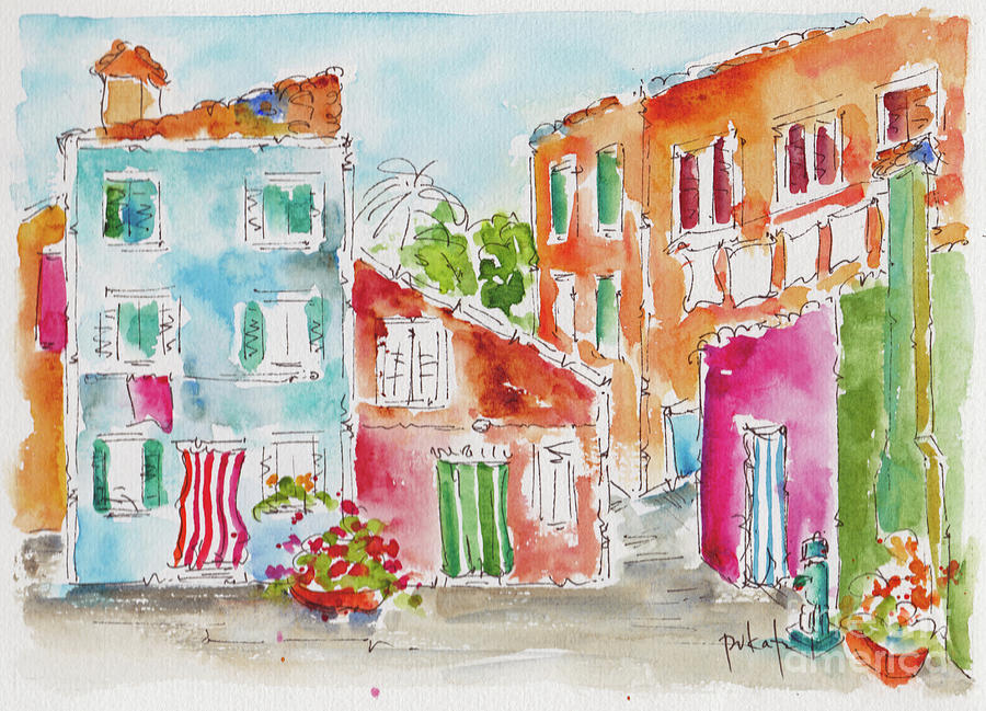 The Colors Of Burano Painting by Pat Katz