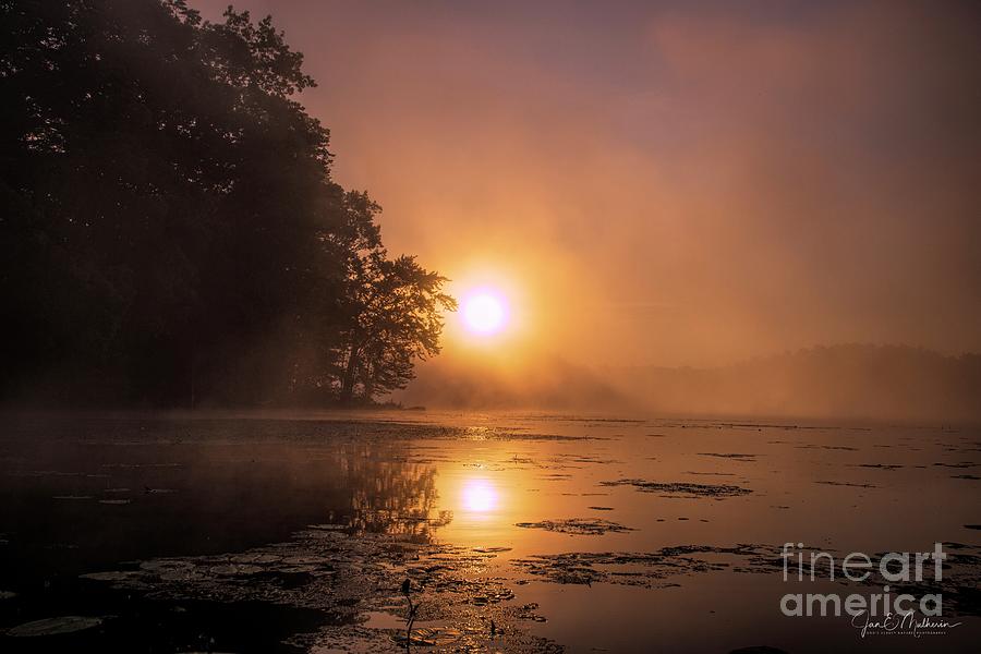 Nature Photograph - The Colors of Sunrise - Cobbosseecontee Stream by Jan Mulherin