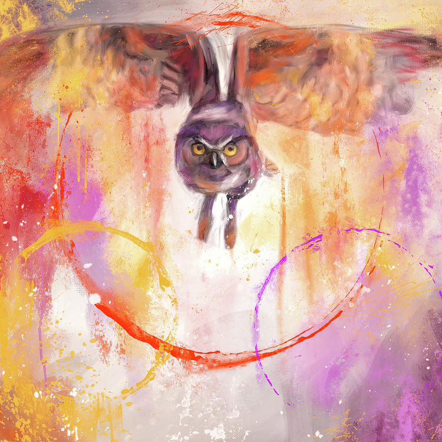 The Colors Within Great Horned Owl Painting by Jai Johnson