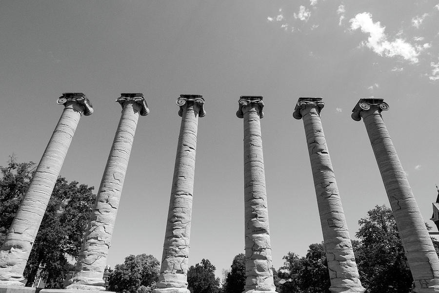 The Columns at Mizzou Black and White Photograph by Steve Stuller