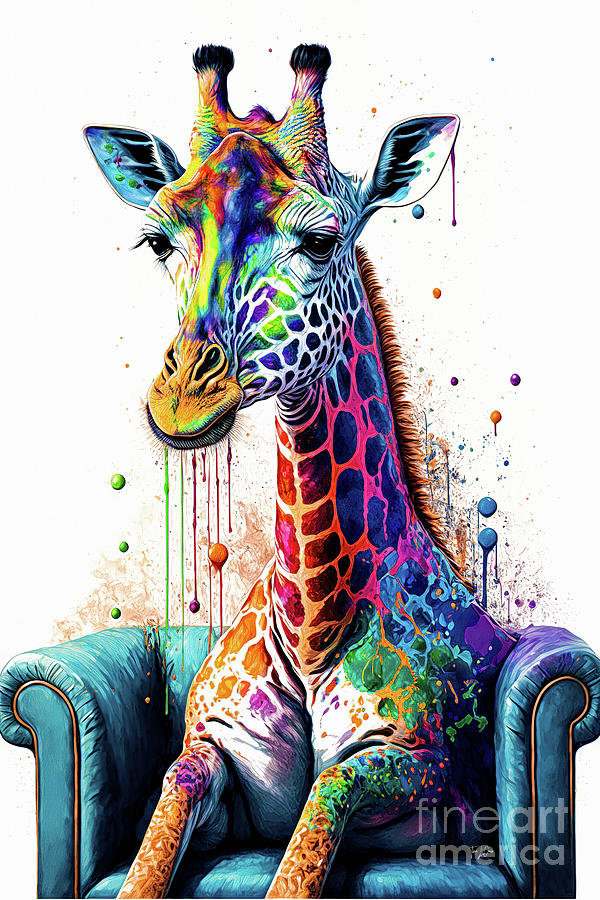 The Comfy Giraffe Painting by Tina LeCour