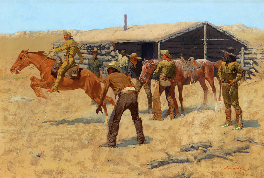 Frederic Remington Painting - The Coming and Going of the Pony Express by Frederic Remington