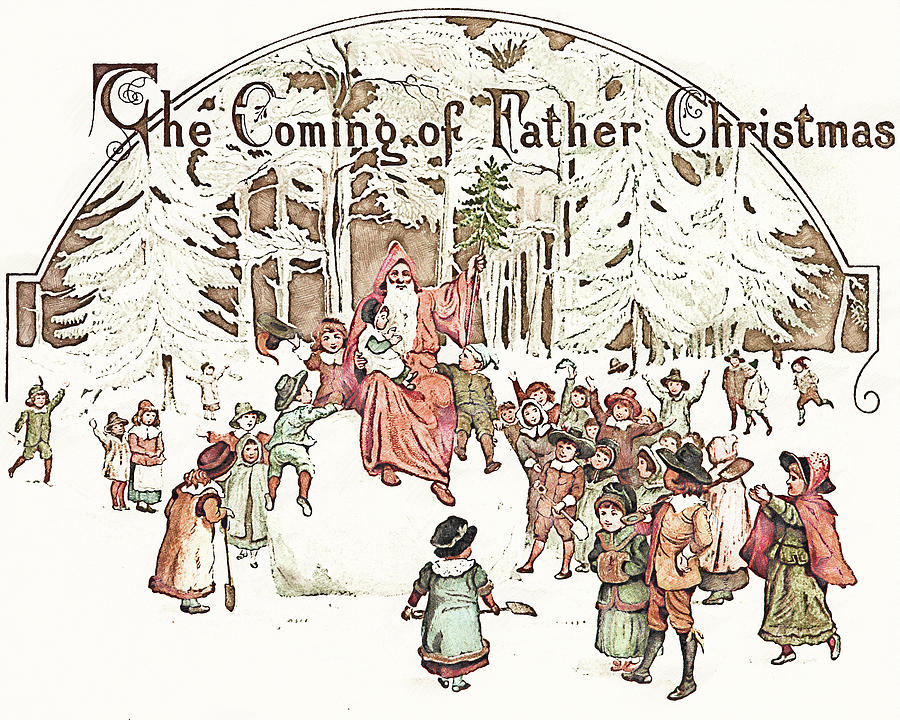 The Coming of Father Christmas Drawing by AM FineArtPrints