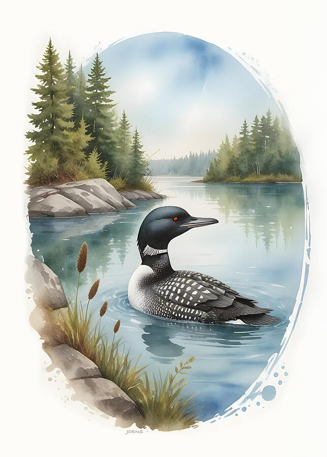 Bird Digital Art - The Common Loon by Greg Joens Bird Digital Art - The Common Loon by Greg Joens