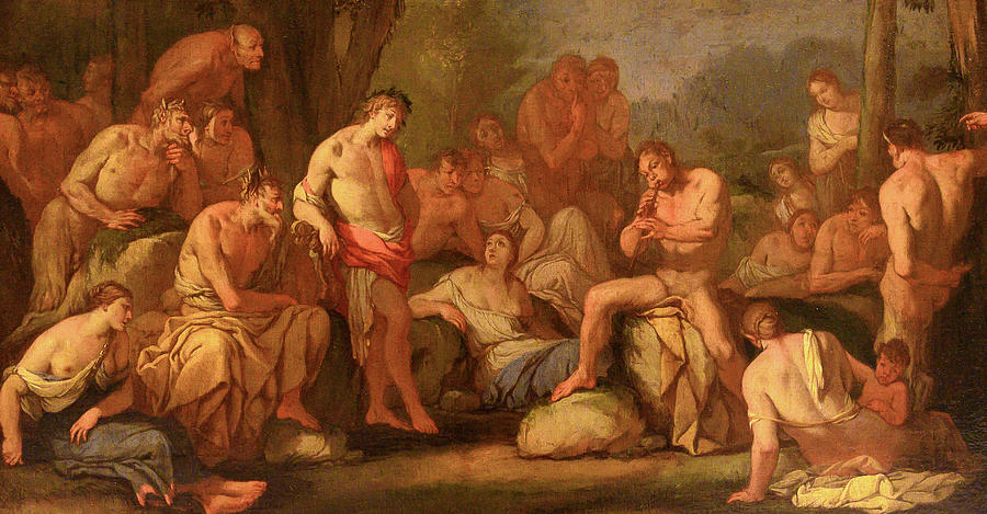 The Competition of Apollo and Marsyas Painting by Giulio Sanuto