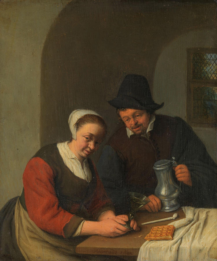 The Confidential Interview Painting by Adriaen van Ostade
